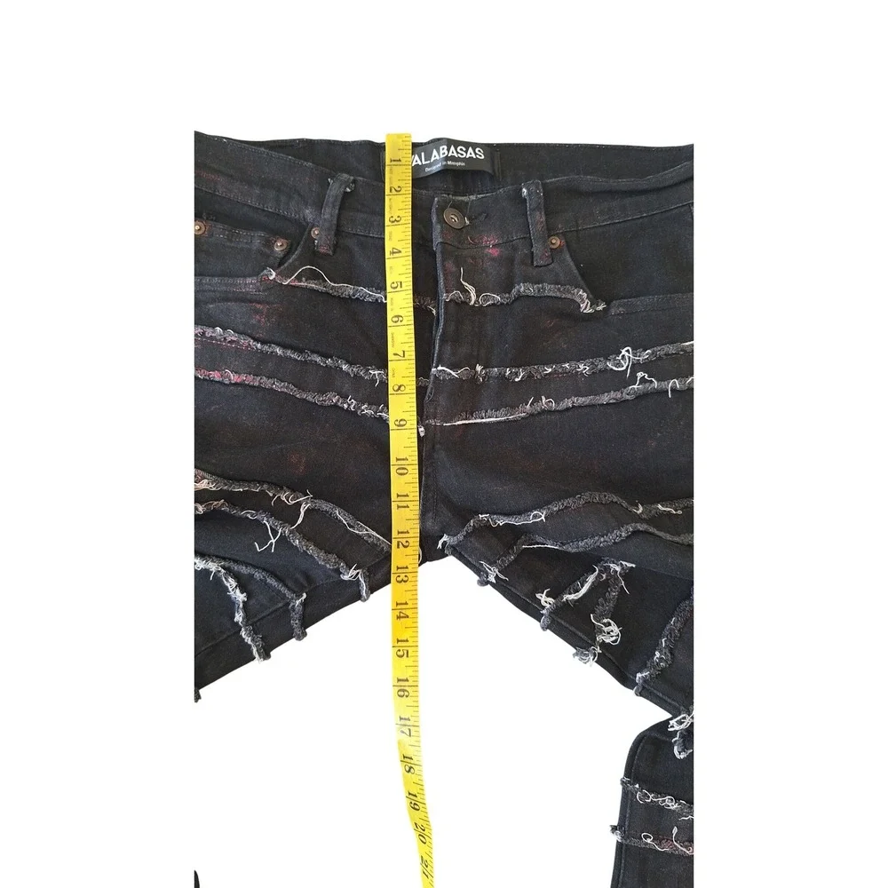 Valabasas Mens‎ 32 Stacked Skinny Black Jeans Patchwork Frayed Distressed